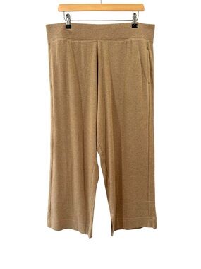 Pact women’s Airplane Wide Leg Pants cropped XXL sesame heather pull on NWOT